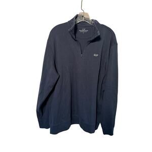 Vineyard Vines Mens Pullover Quarter Zip Pima Cotton Size Large Navy Blue